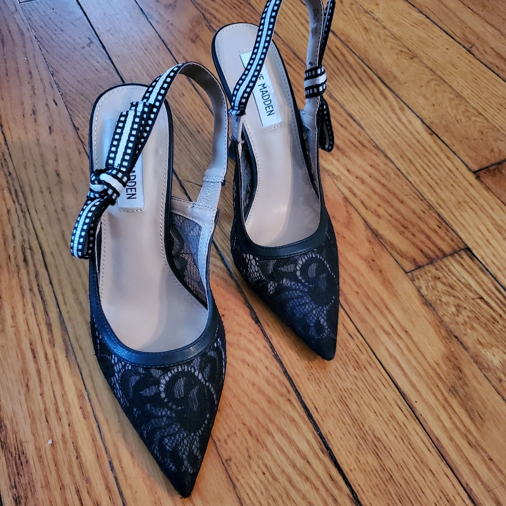Black Lace Heels (Slingback)